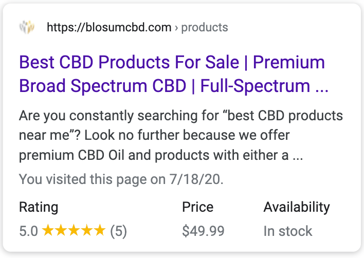 rich snippets example for cbd shops